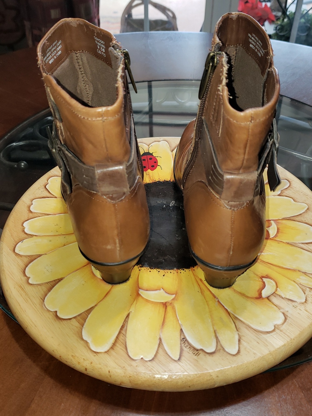 💘🖤EARTH ODYSSEY HEELED ANKLE BOOTS BOOTIES ALMOND LEATHER WITH BUCKLE 9.5/41 - Picture 4 of 10